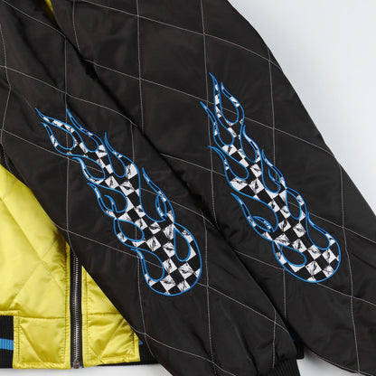 クロムハーツ フレイミング ユース ボンバー ジャケット - イエロー ブラック グラフィック ストリート コート D10