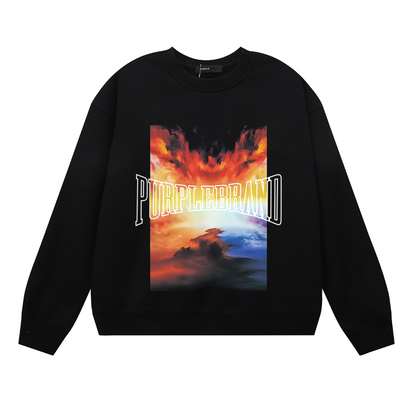 紫色のメンズ長袖Tシャツスウェットシャツ 1149