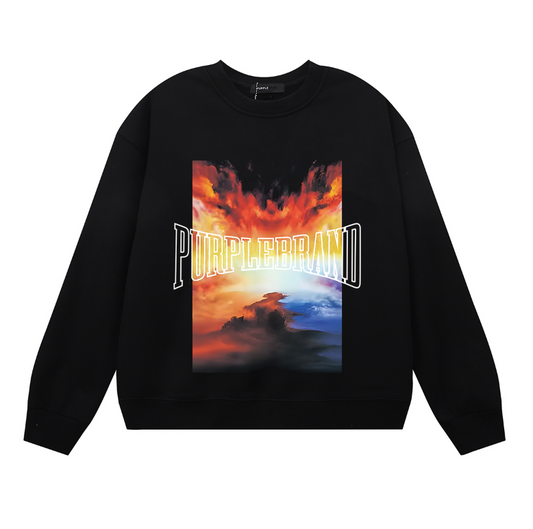 紫色のメンズ長袖Tシャツスウェットシャツ 1149